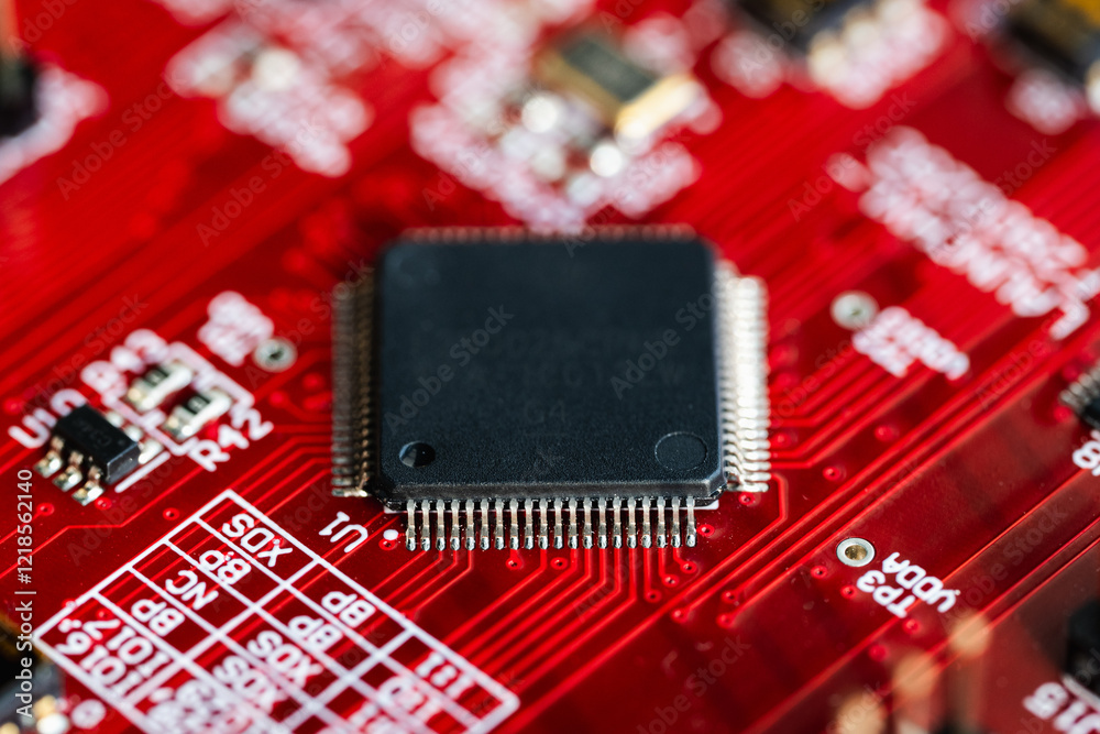 close up of computer circuit board