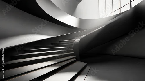 Monochromatic Stairwell: A Study in Light and Shadow