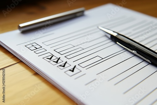 checklist on a sheet of paper. 