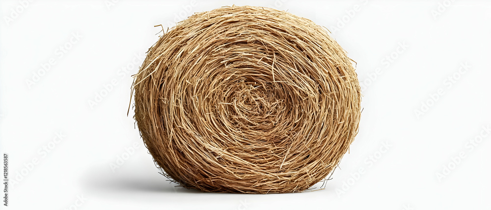 Round hay bale studio shot, white background Round hay bale studio shot, white background