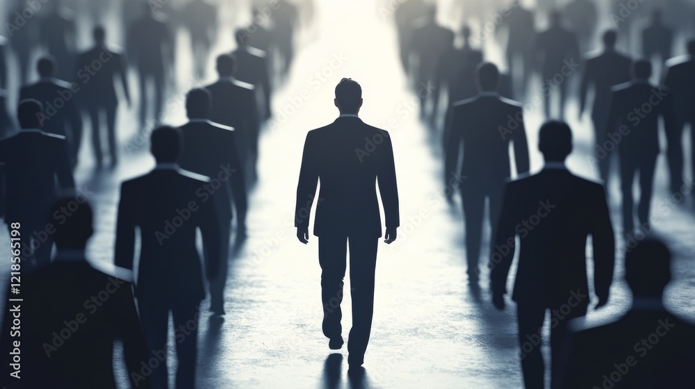 Obraz premium A leader leads the people. They show leadership skills and qualities. A leader manages the crowd and brings them together.