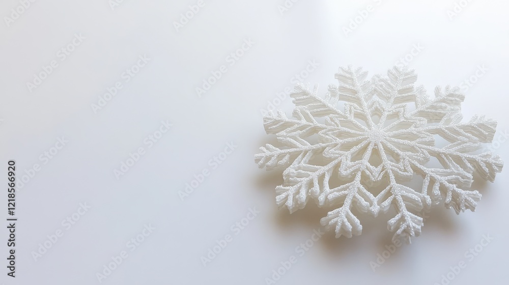 Unique white snowflake design displayed on a simple background highlighting winter elegance and seasonal charm Unique white snowflake design displayed on a simple background highlighting winter elegance and seasonal charm