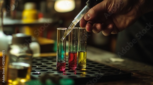 This lab test uses tiny tubes and a special tool to measure and move small amounts of liquid, making it suitable for analyzing tiny samples. photo