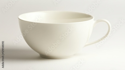 Simple white cup on a textured surface with soft lighting highlighting its elegant shape