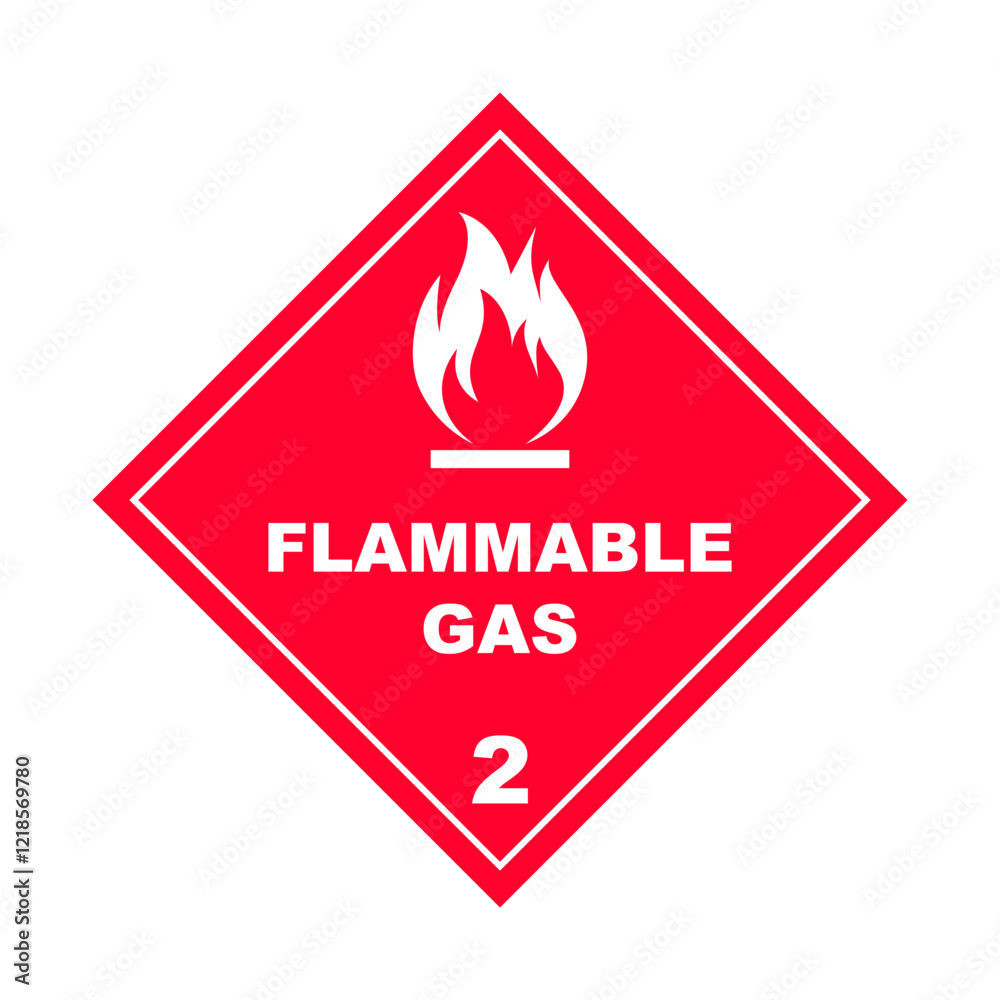 Flammable Gas sign. Symbol class 2. Hazardous materials. Vector illustration flat design. Isolated on white background. Flammable Gas sign. Symbol class 2. Hazardous materials. Vector illustration flat design. Isolated on white background.