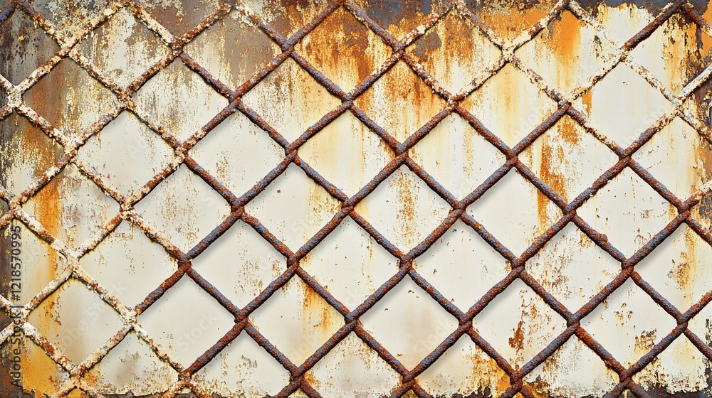 Fototapeta premium Distressed rusted metal mesh with chain link pattern background