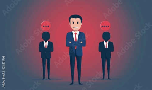 Wallpaper Mural Corporate Mediation and Conflict Resolution Concept with Businessman Highlighting Mediation Icon Between Avatars, Generative AI Torontodigital.ca