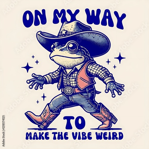 Whimsical Cowboy Frog with Retro Text T-Shirt