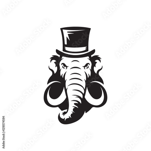 mammoth silhouette vector art logo illustration