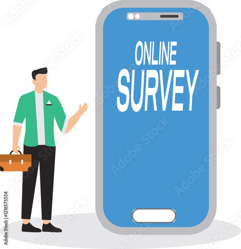 Conducting an online survey on mobile phones about the quality of products or services