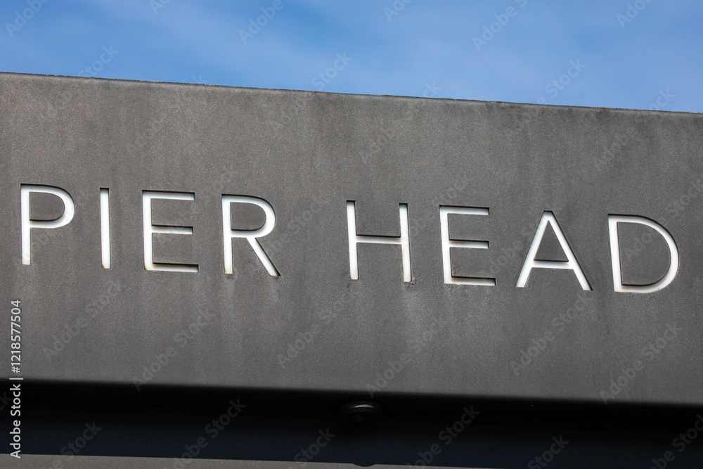 Pier Head Sign in Liverpool, UK Pier Head Sign in Liverpool, UK