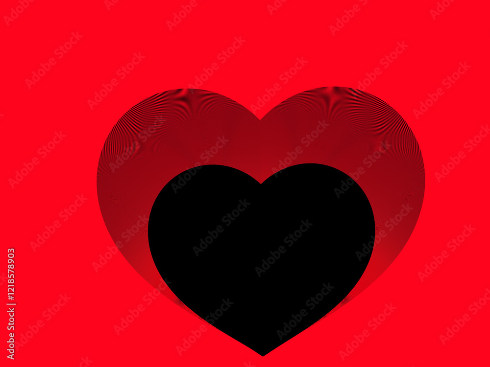 A black heart on a red background. Stylish modern background A black heart on a red background. Stylish modern background