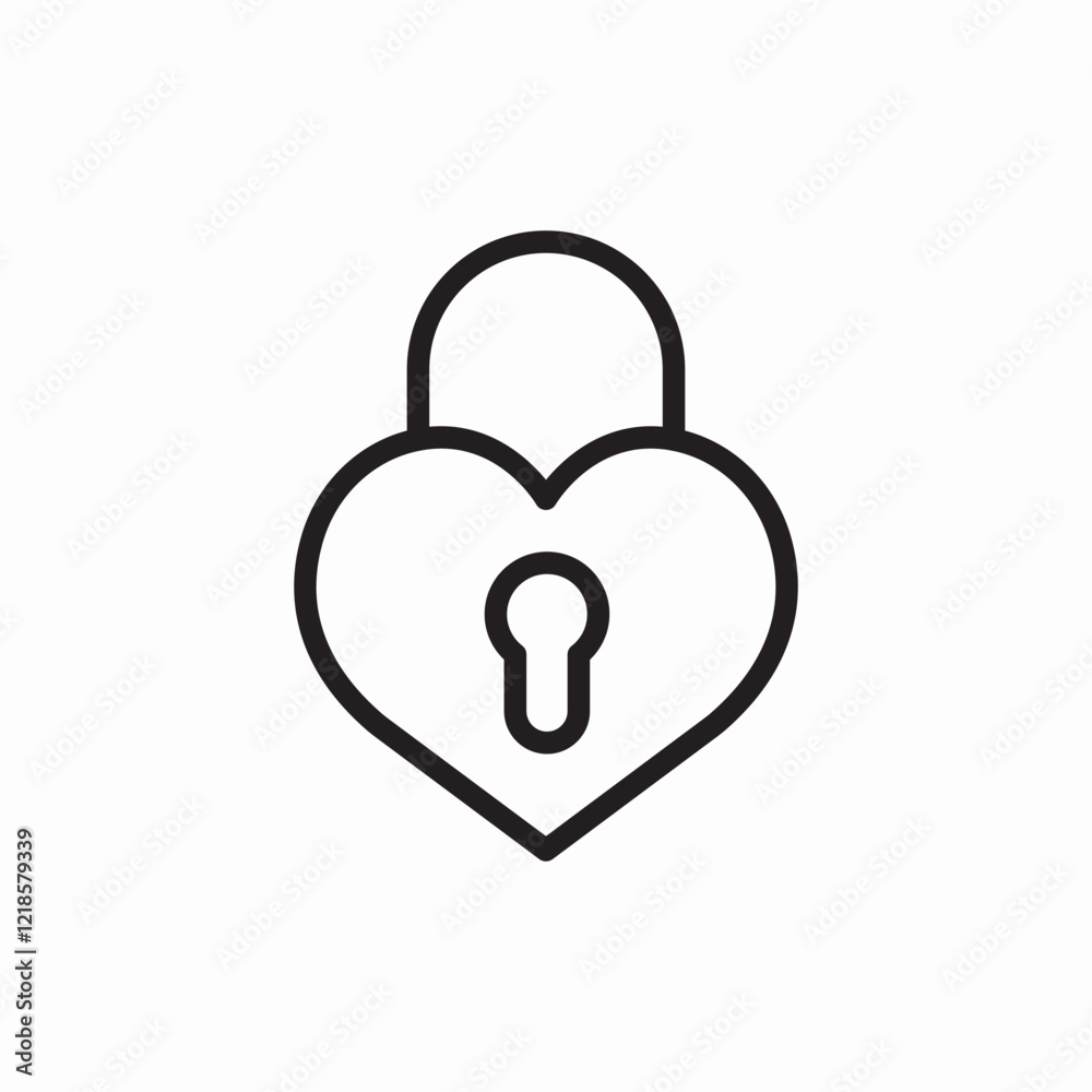 heart padlock security love icon vector sign heart padlock security love icon vector sign