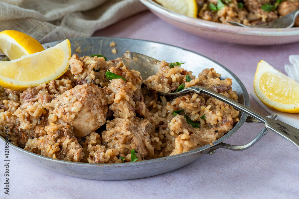 Spiced chicken and date pilaf Spiced chicken and date pilaf