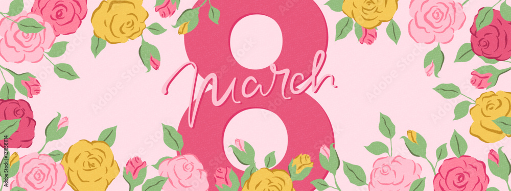 Spring flowers. 8 March, womens day, mother's day holiday greeting card. Bright colorful botanical background, pattern. Spring flowers. 8 March, womens day, mother's day holiday greeting card. Bright colorful botanical background, pattern.