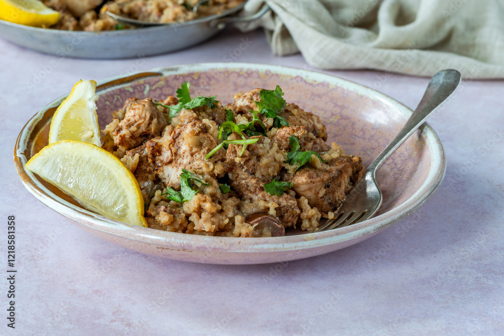 Spiced chicken and date pilaf Spiced chicken and date pilaf