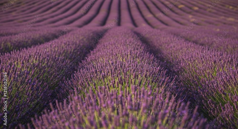 Obraz premium Lavender Fields: Serene Rows of Purple Blossoms in a Tranquil Landscape