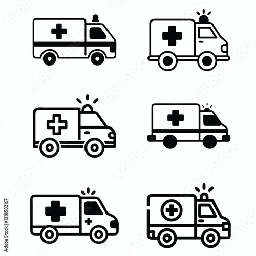 A set of ambulance vector illustration