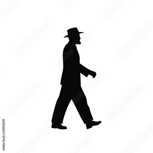 A set of Walking Gentleman Silhouette