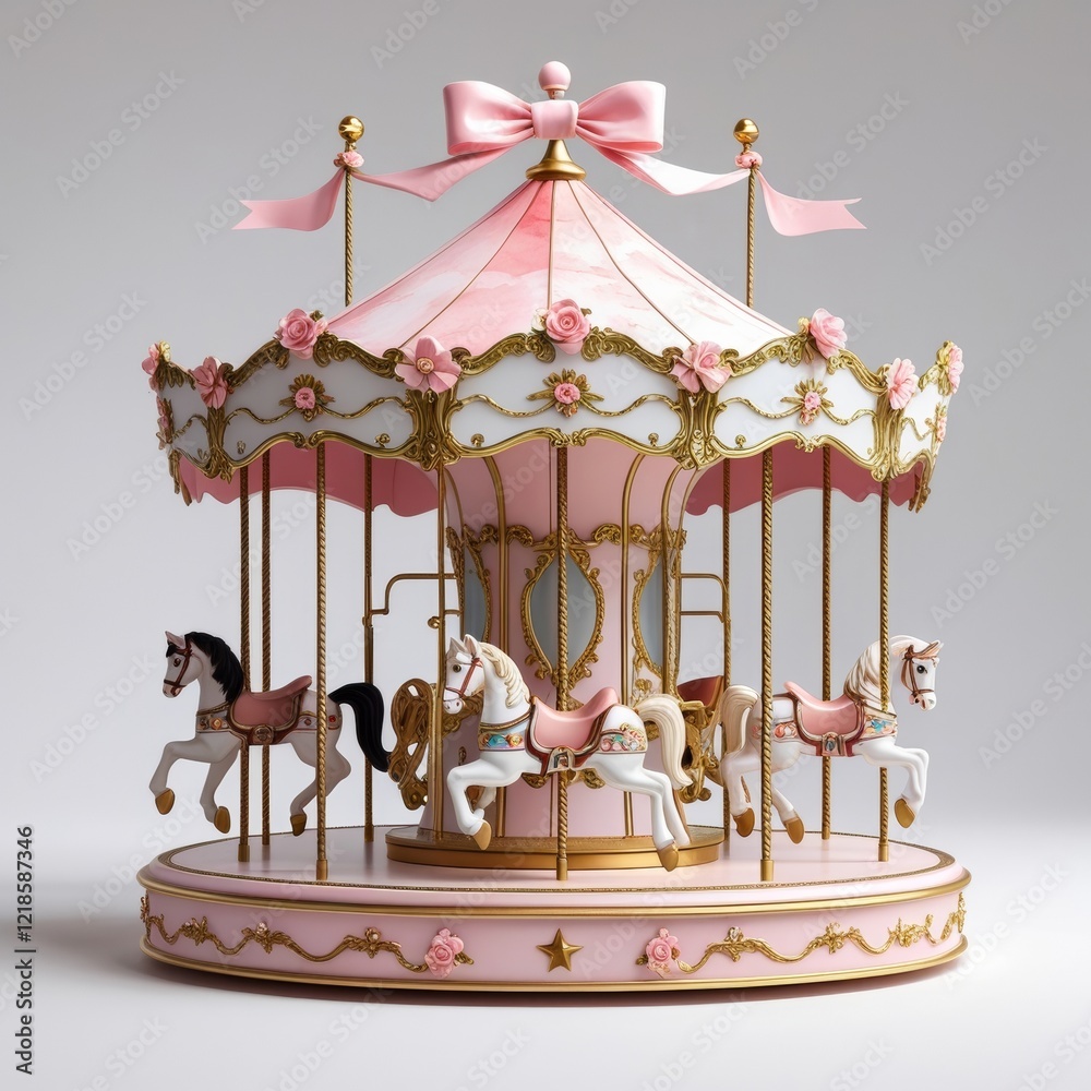 Obraz premium illustration of a pink carousel on a white background