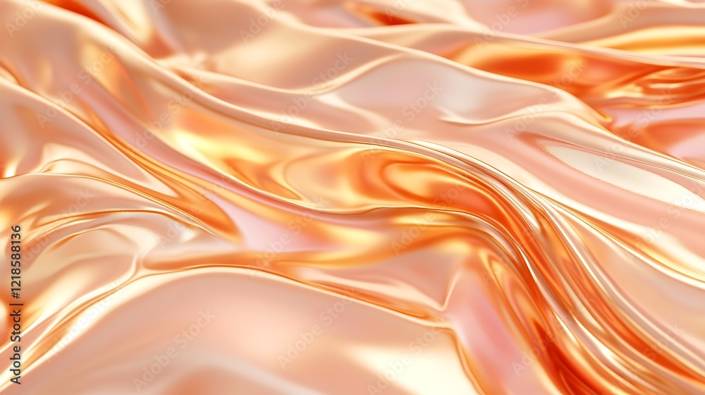 Fototapeta premium Abstract Golden Silk Drapery Soft Waves Flowing Fabric