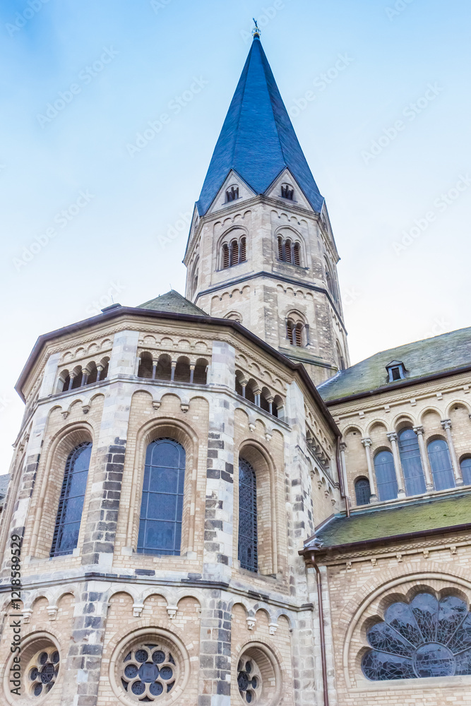 Towers of the historic Munster church in Bonn, Germany