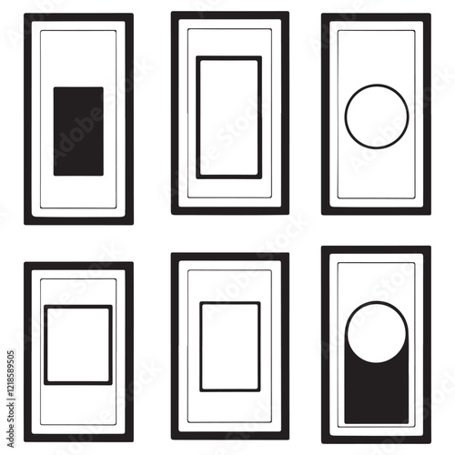 A collection of black picture frames in various shapes and styles, perfect for graphic design, web design, or print media.