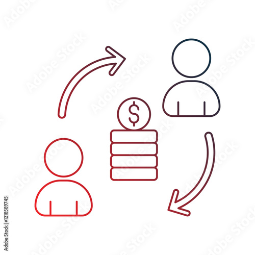 Contribution gradient outline icon with white background vector stock illustration