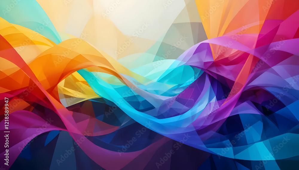 Abstract multicolored ribbons flowing in a dynamic and organic composition with color transitions Abstract multicolored ribbons flowing in a dynamic and organic composition with color transitions