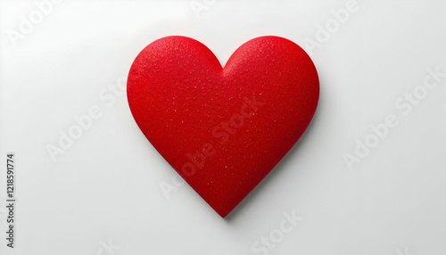 A vibrant red heart shape on a plain white surface signifying love and passion
