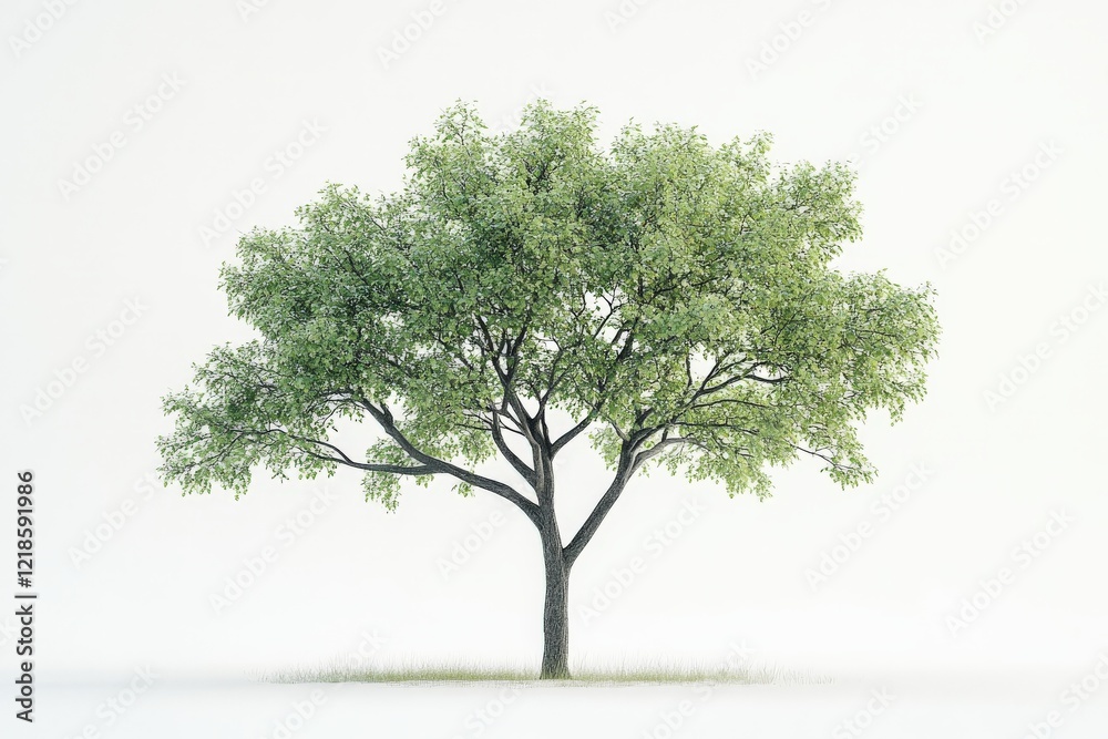 Obraz premium Lush green tree standing alone in an empty space during daylight