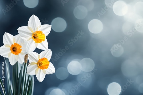 Daffodil blooms with bokeh background