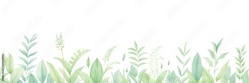 Fototapeta premium PNG Tropical divider watercolour illustration backgrounds outdoors nature.