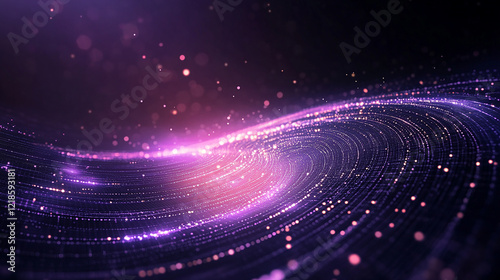 Futuristic Circular Interface with Glowing Digital Patterns in Purple Hue