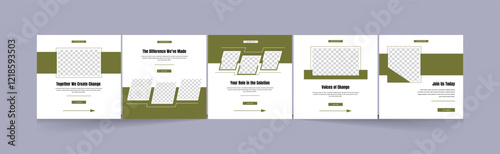 Non Profitable Organization creative square carousel template for social media post. microblog five page square post for Instagram and linkedin, clean, modern, minimal, design.