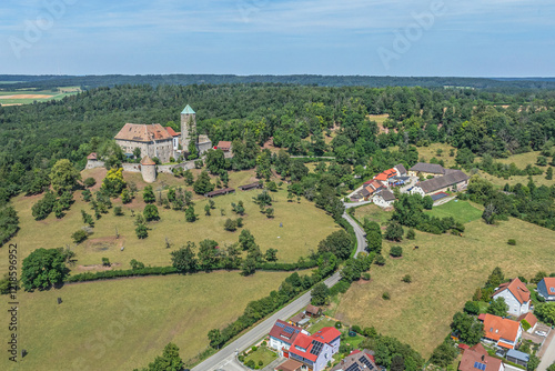 Ausblick auf Colmberg am Oberlauf der Altmühl im Naturpark Frankenhöhe in Bayern photo