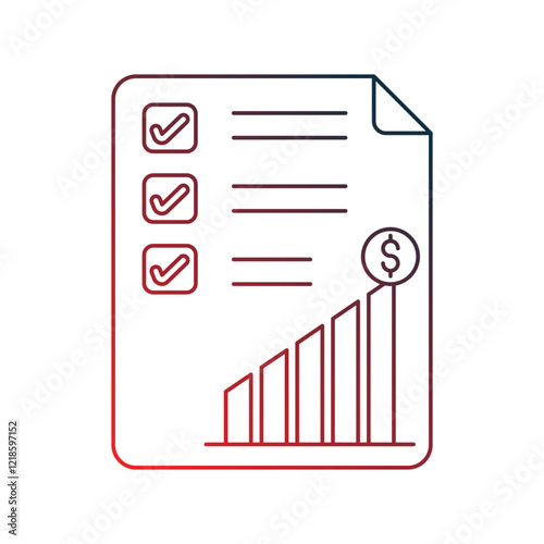 Checklist  gradient outline icon with white background vector stock illustration