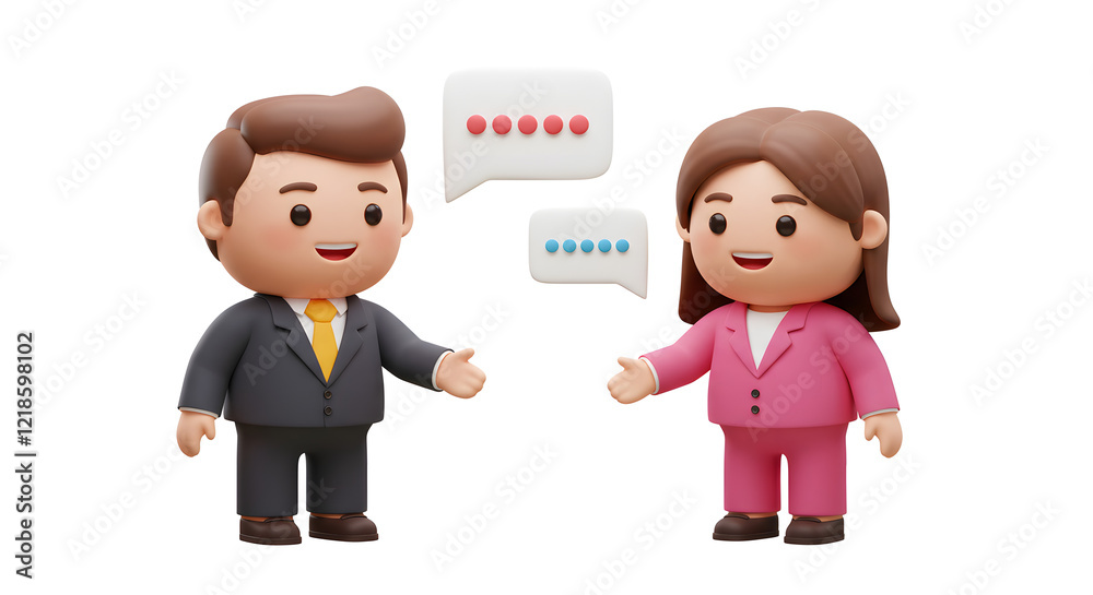 3D Animated Business People Talking Communication isolated on white background. Generative AI 3D Animated Business People Talking Communication isolated on white background. Generative AI
