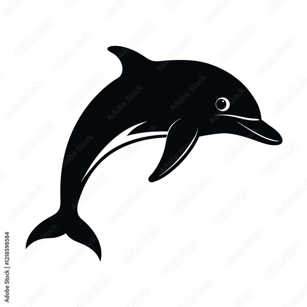 Fototapeta premium Dolphin Silhouette Vector Art and Black Dolphin Design Illustrations