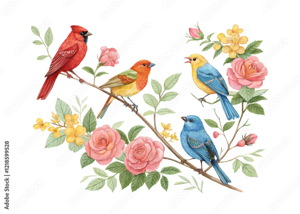 Fototapeta birds on a branch