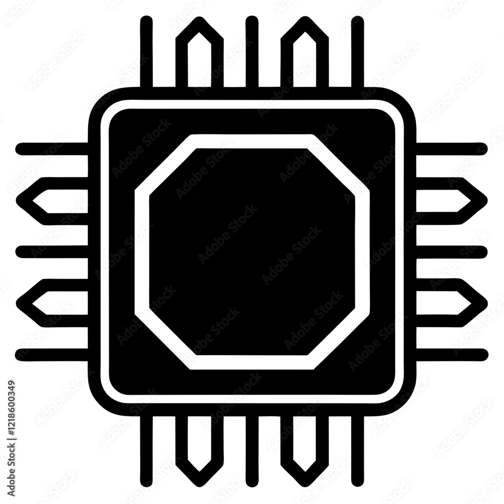 Single chip icon vector on white background Single chip icon vector on white background