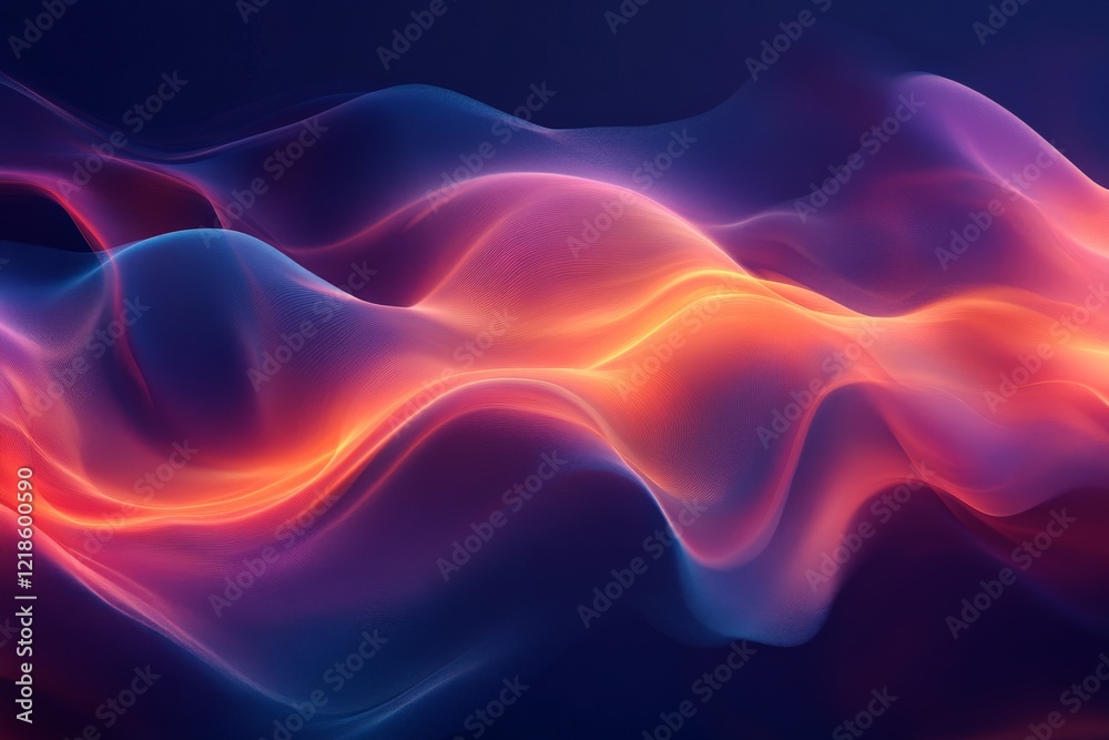 Fototapeta premium Abstract wave patterns created by light display in vibrant colors against a dark background