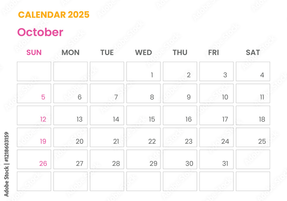 October Calendar 2025 corporate design planner template. October Calendar 2025 corporate design planner template.