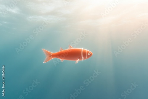 Bright orange fish gliding gracefully through serene blue waters