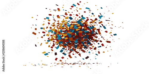 Colorful spotted confetti during holiday celebration template on white background. Concept for Studio shot, holiday celebration event vector illustration.