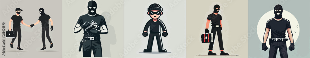 vector image of a thief dressed in black and masked vector image of a thief dressed in black and masked