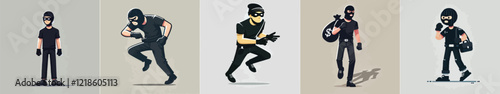 vector image of a thief dressed in black and masked