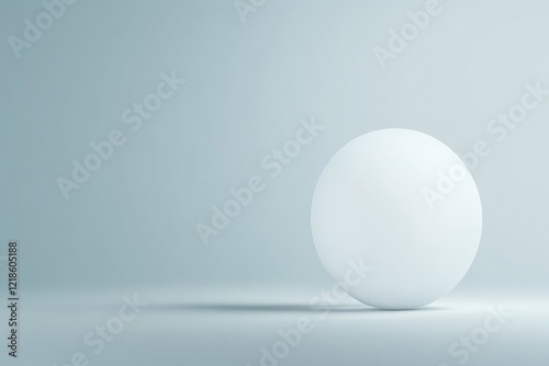 Minimalistic design featuring smooth white sphere on soft gradie