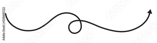 Black arrows set. Wavy and zigzag arrow collection. Doodle sketched thin pointers and direction lines. A collection of hand-drawn arrows in various directions and styles. 
