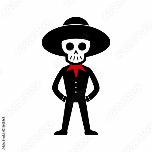 Vector-silhouette-of-mariachi-skeleton-wearing-hat 